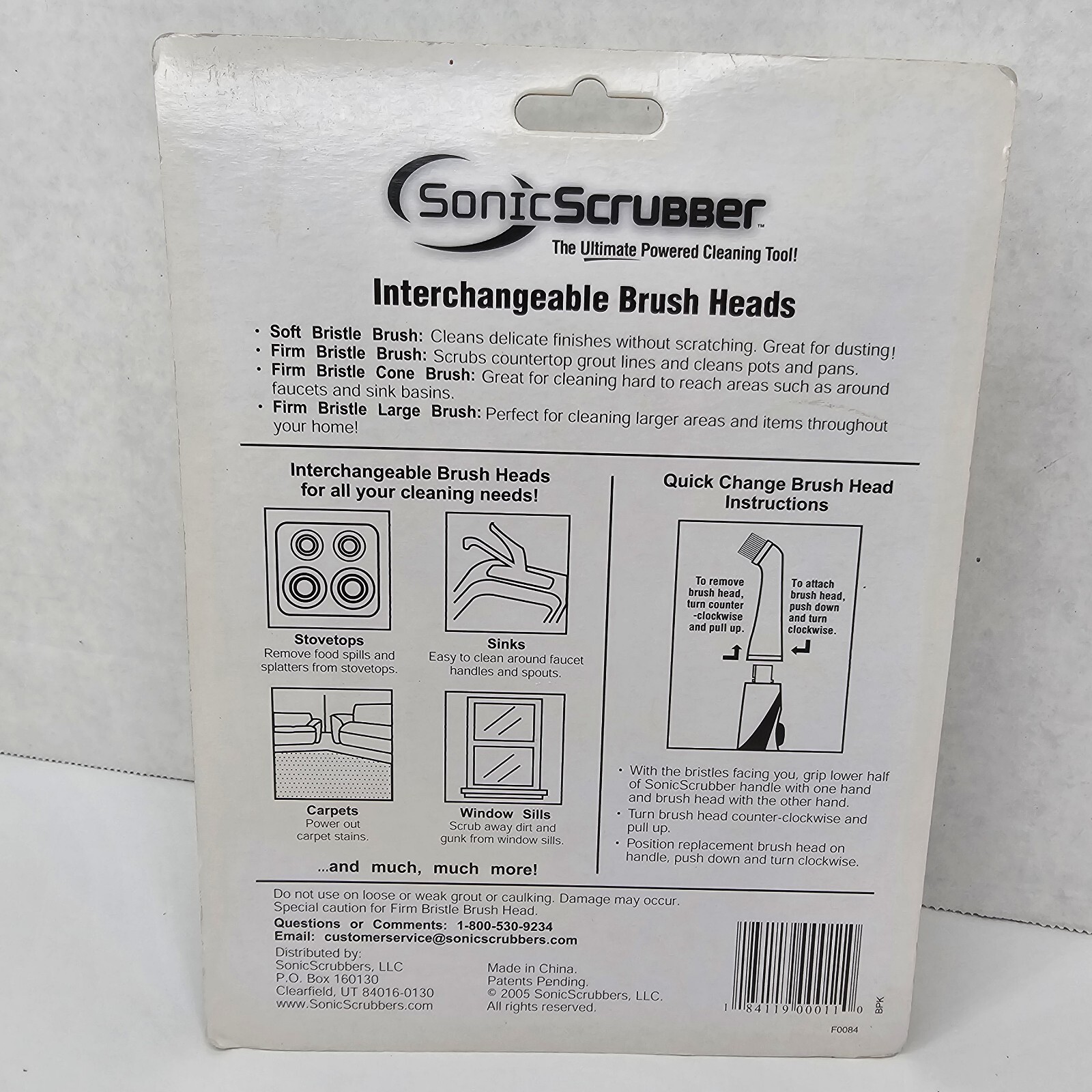 Sonic Scrubber Power Cleaner Interchangeable Brush Heads 4 Count