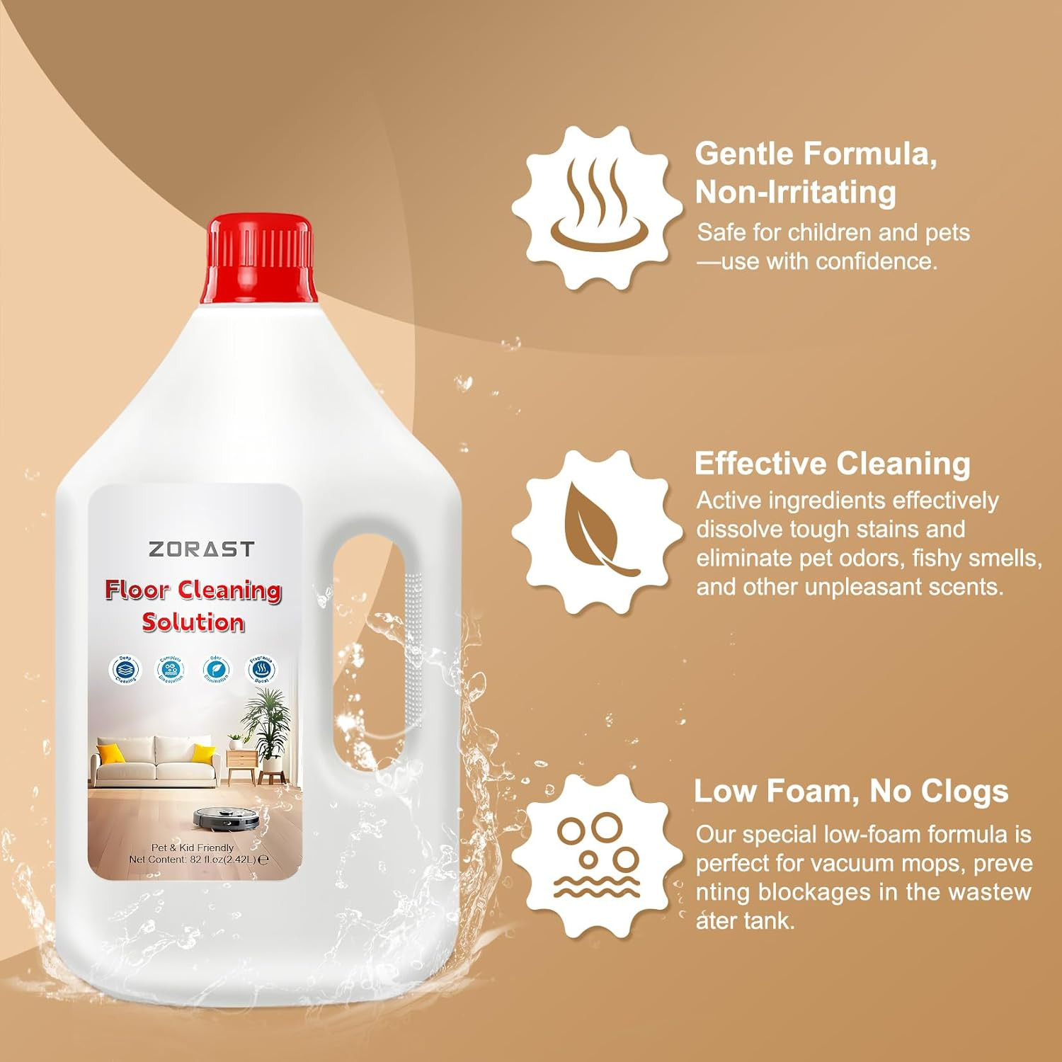 Floor Cleaning Solution 82 Fl Oz Compatible with All Roborock Mopping Robots …