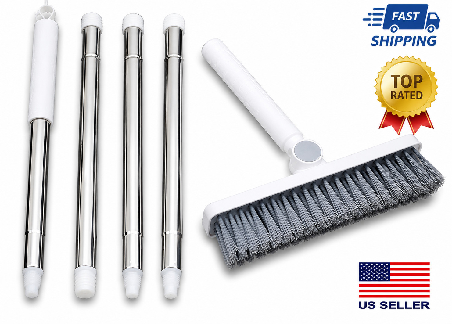 Grout Cleaner Brush Long Handle V Shaped Floor Scrub Brush Tile Crevice Cleaner