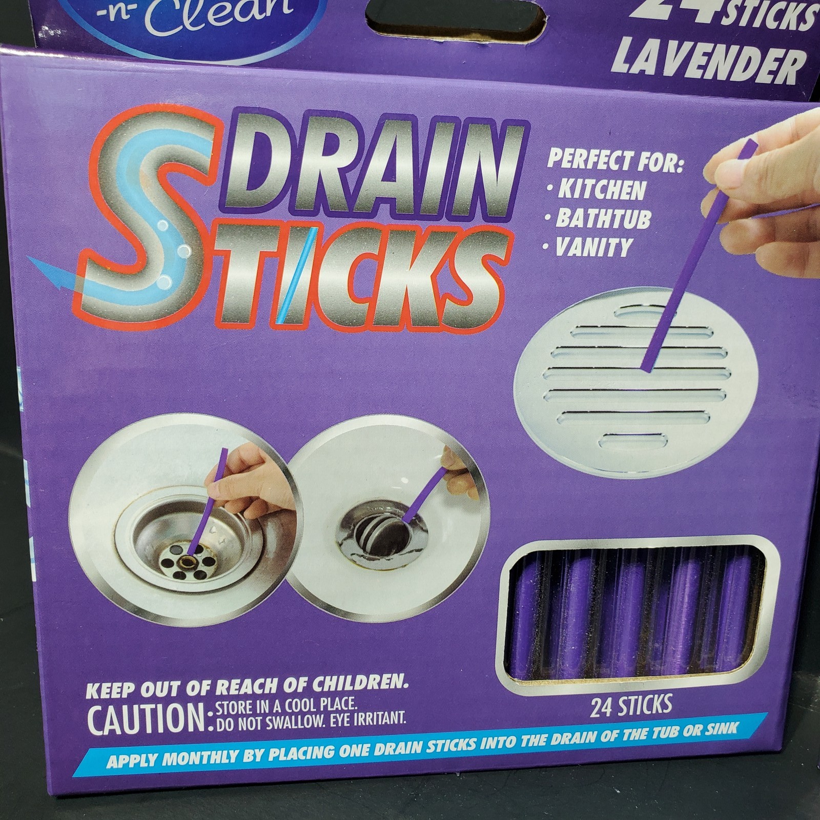 Fresh n Clean Drain Sticks Lavender Scent Cleaner & Odor Remover 2×24 Pack = 48