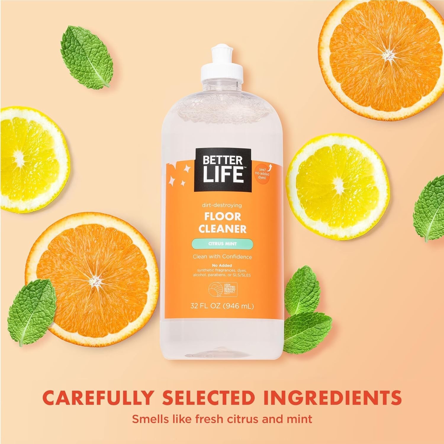 Citrus Mint Floor Cleaner – Plant-Based 32 Fl Oz Pack of 2 for Multiple Surfaces