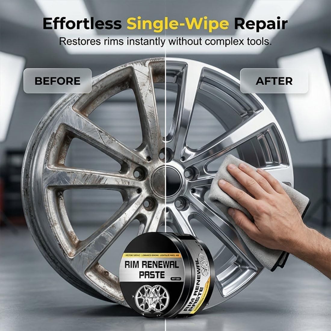 All-in-One Wheel Care&Restoration Paste,Rim Renewal Paste,Curb Rash Repair Kit