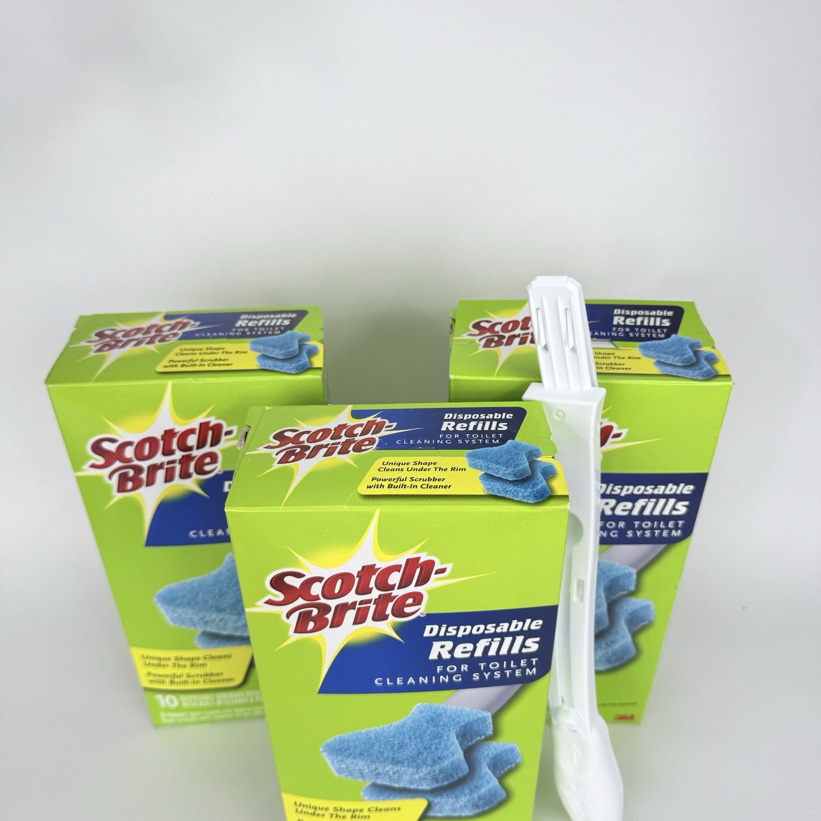 Scotch Brite Scrubber Handle & 30 Disposable Refill Pads Toilet Cleaning Refills