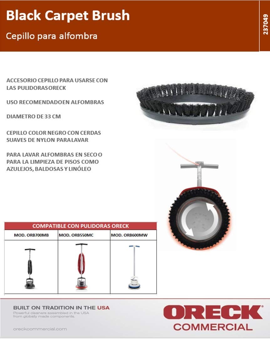 Oreck – 237.049 Commercial 237049 Nylon Carpet Shampoo Orbiter Brush 12 Dia