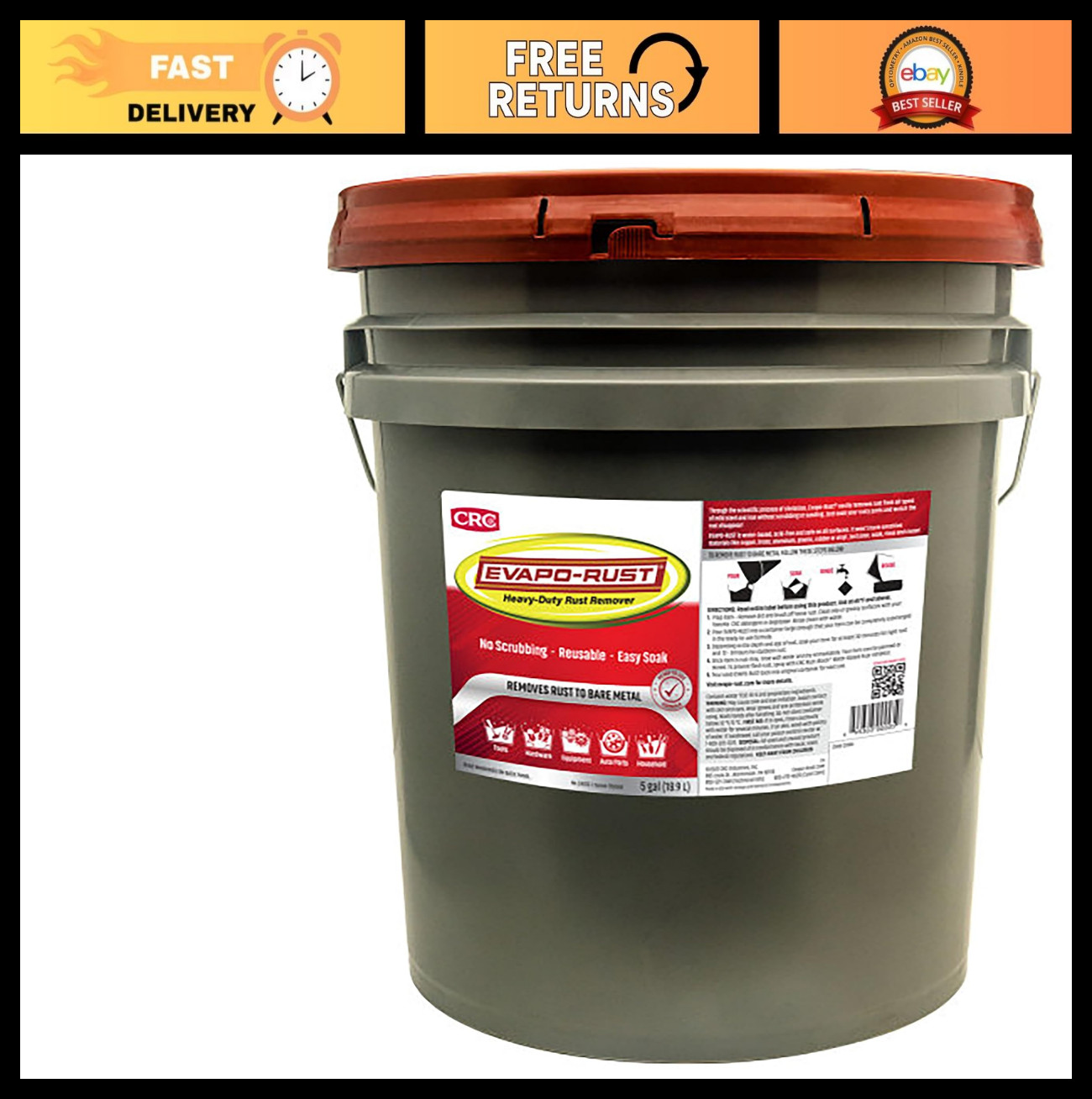 Heavy Duty Rust Remover – Water-Based, 5 Gallons, Safe & Effective Rust Treatmen