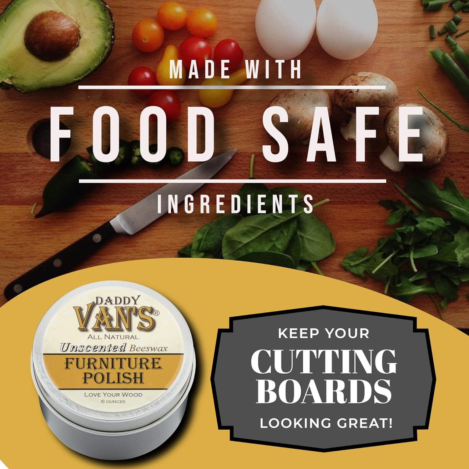 Daddy Van’S All Natural Beeswax Furniture Polish – Unscented, Food-Safe Wood Wax