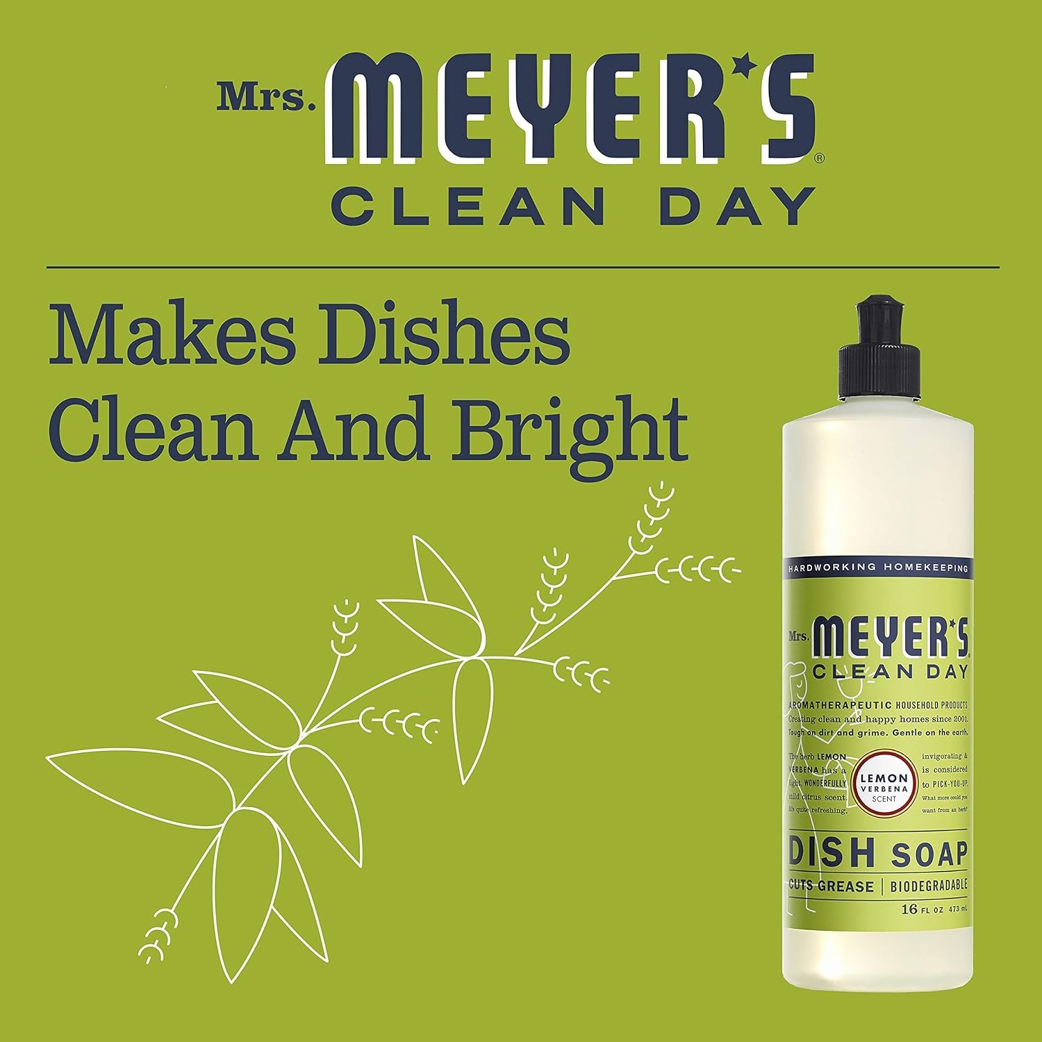 Mrs. Meyer’s Clean Day Lemon Verbena Liquid Dish Soap Cruelty Free