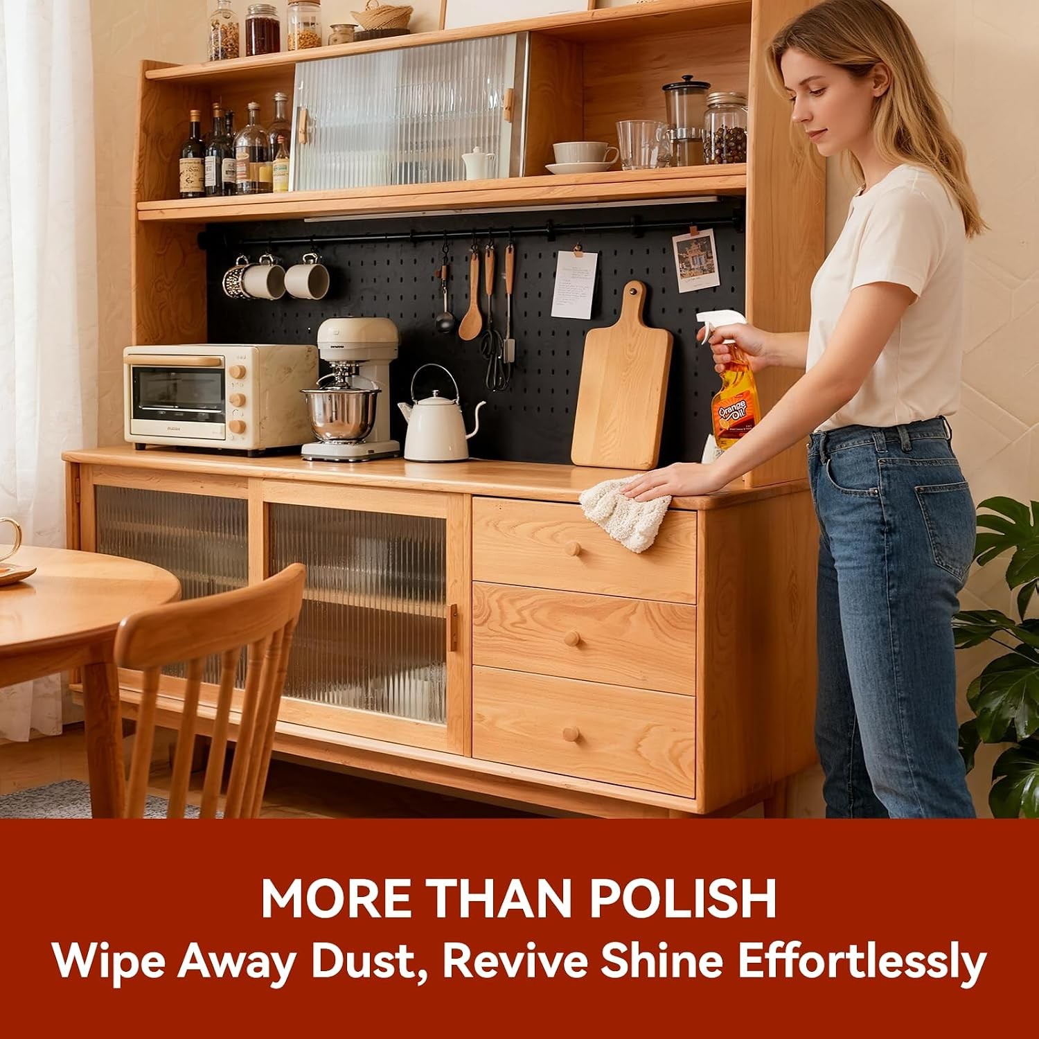 2-in-1 Furniture Polish Wood Cleaner – 2Pack Natural Orange Oil Spray Protect