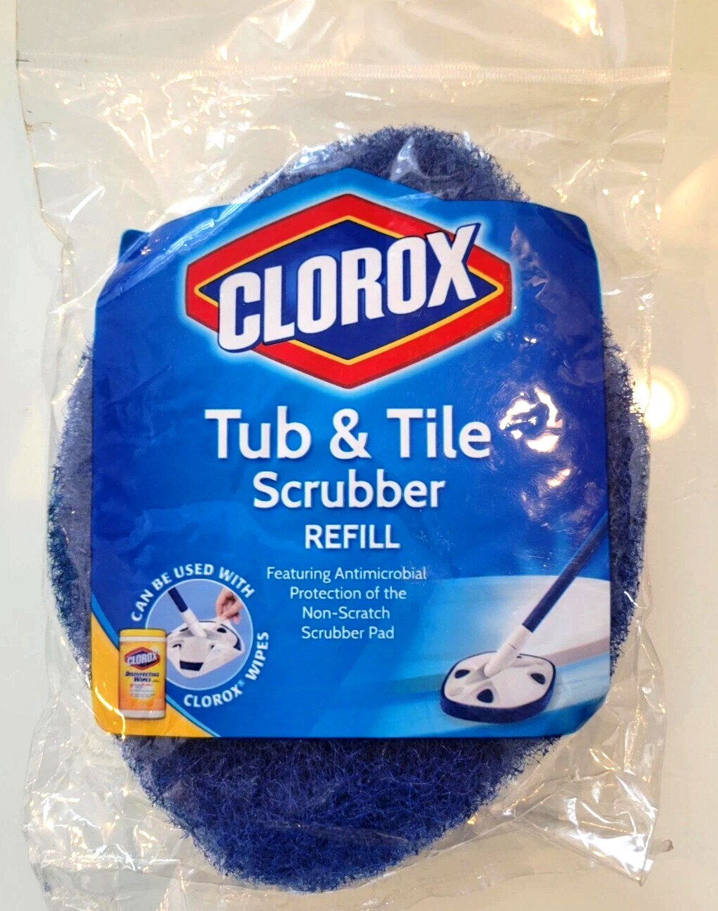 Clorox Tub & Tile Scrubber Refill Pad Non-Scratch Antimicrobial Bathroom free sh