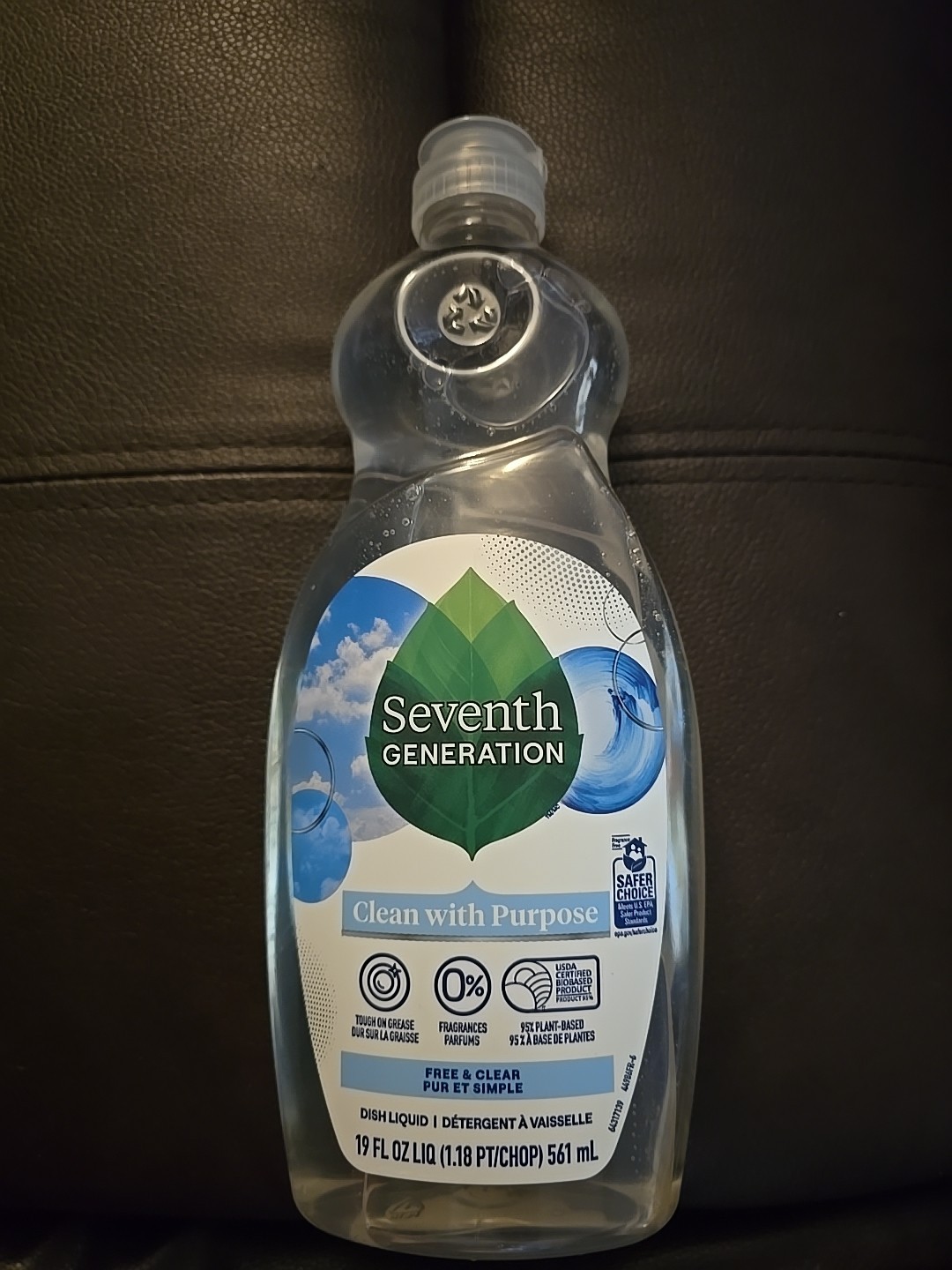 3 Seventh Generation Natural Dishwashing Liquid, Free and Clear, 19 oz (J23)