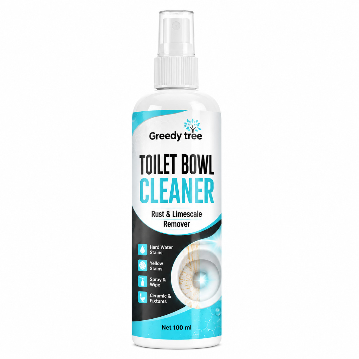 Limescale Remover Spray for Toilet Sink Faucet and Tub Water Spots