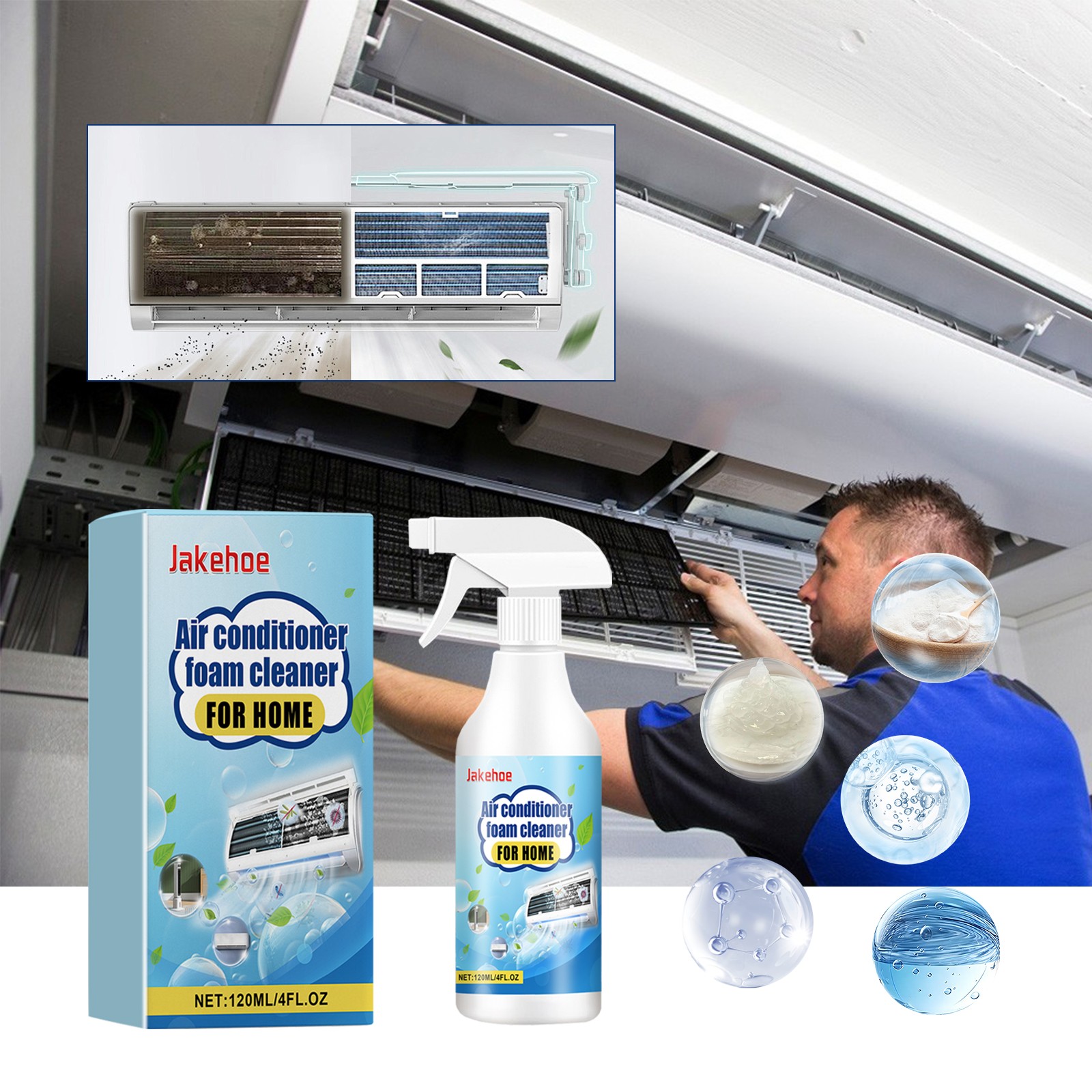 Air Conditioner Cleaner Foam Spray Deep Cleaning Deodorizing for Home AC