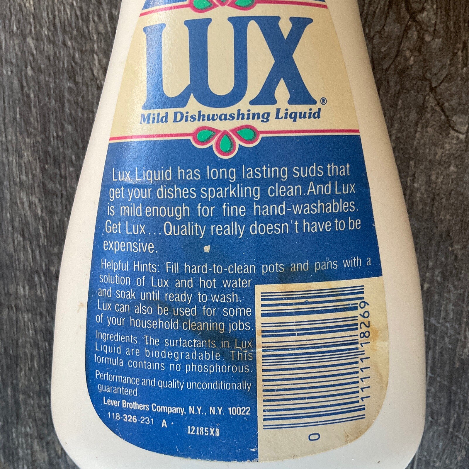 Vintage Lever Brothers co. LUX Mild Dishwashing Liquid 22 oz 1980s dishwash Soap