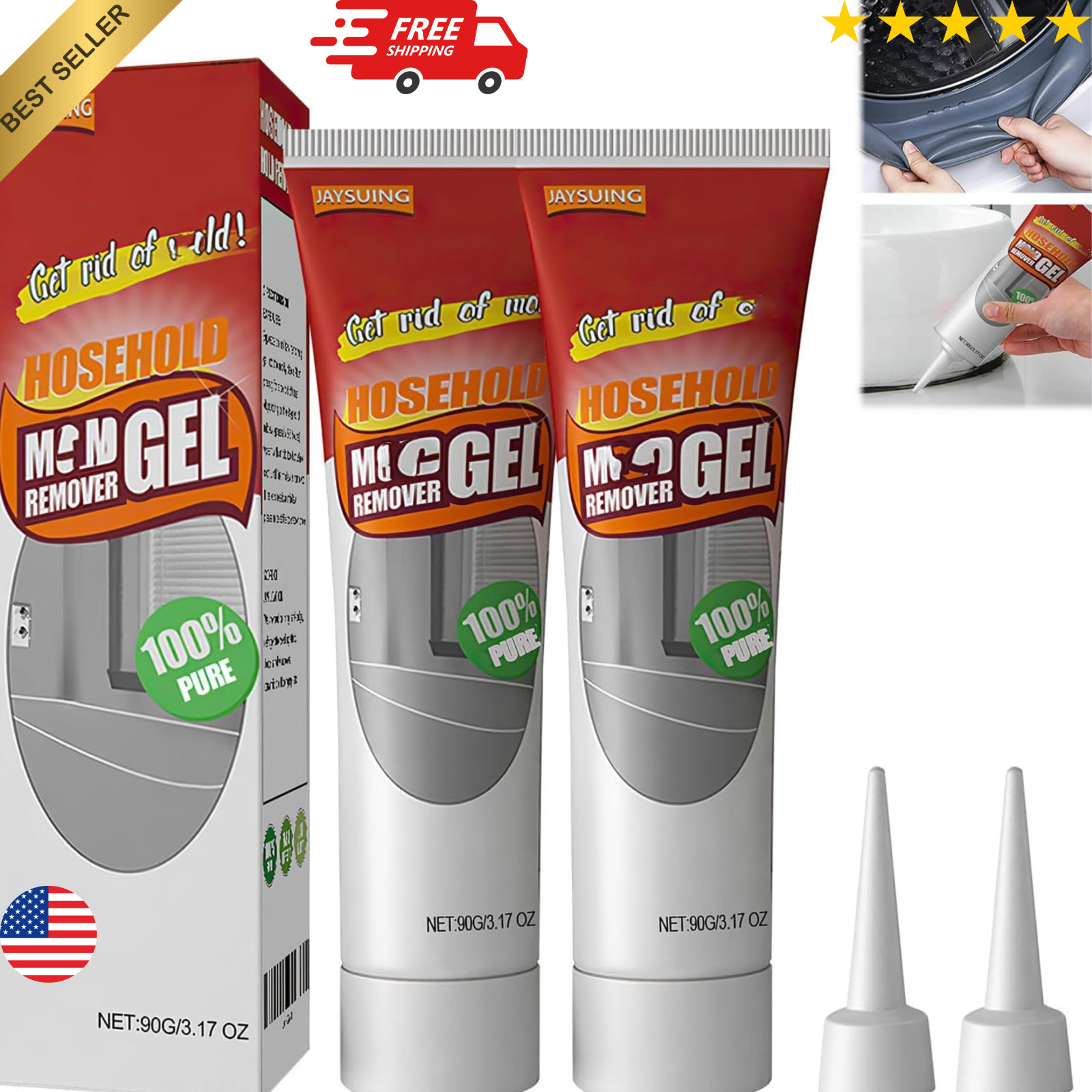 Nexa Nuroclean Remover Gel 2Pcs, Safe Tile Gap Cleaner for Bath & Kitchen