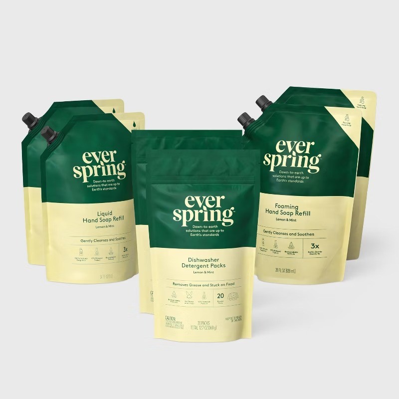 Everspring Lemon & Mint 2 Pack 12.7oz/20ct Dishwasher + 2 Pack 36fl oz Refills