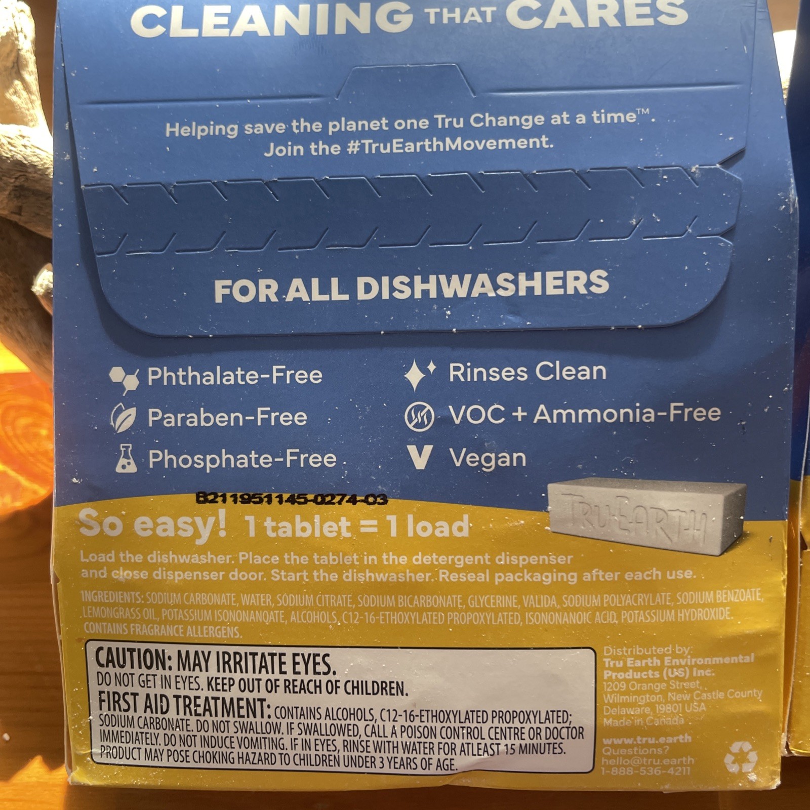 Tru Earth Dishwasher Detergent Tablets Lemon Scent 40 Tablets Cuts Grease X(2)