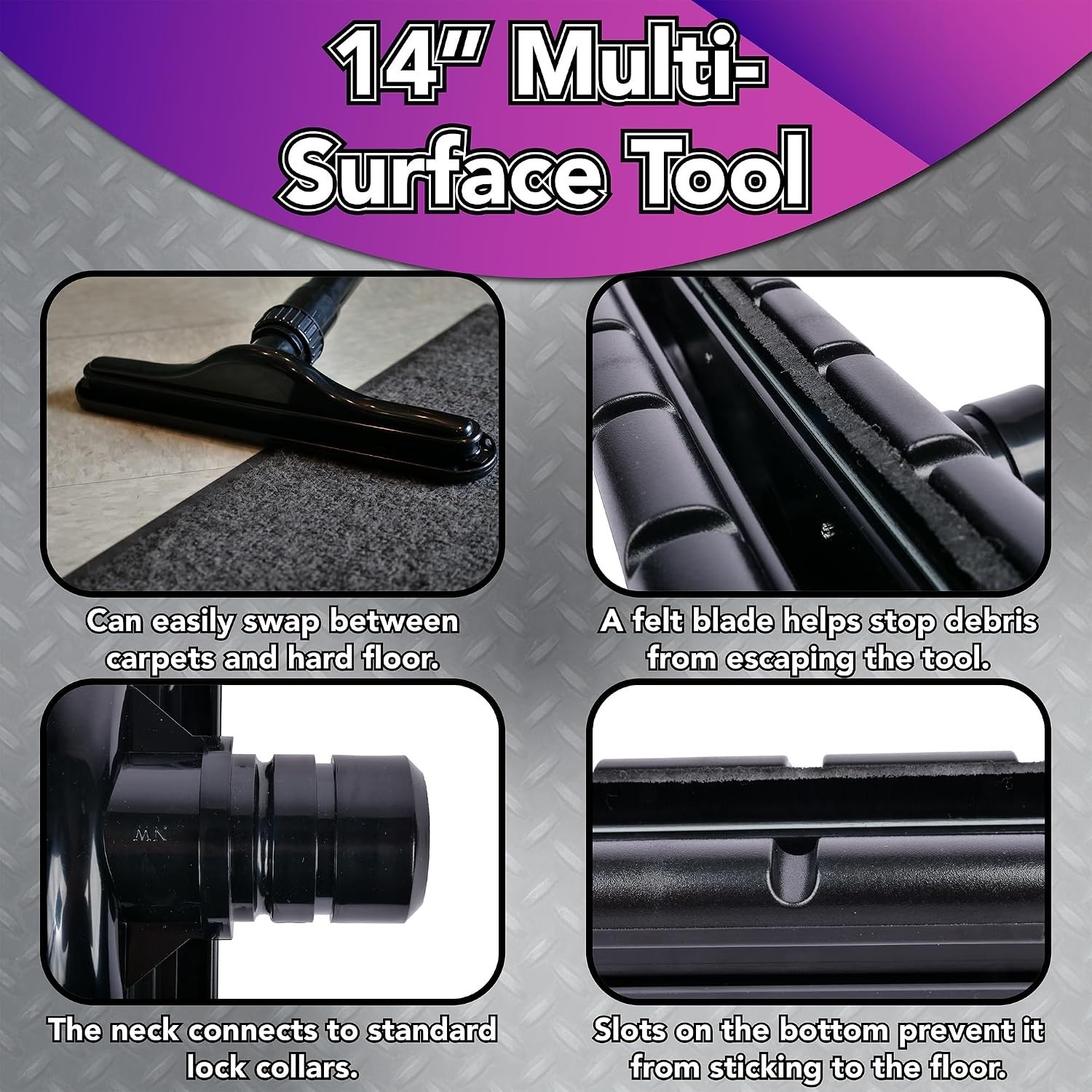 Commercial Cleaning Kit with Telescopic Aluminum S-Wand Vacuum Tools 14 Inch