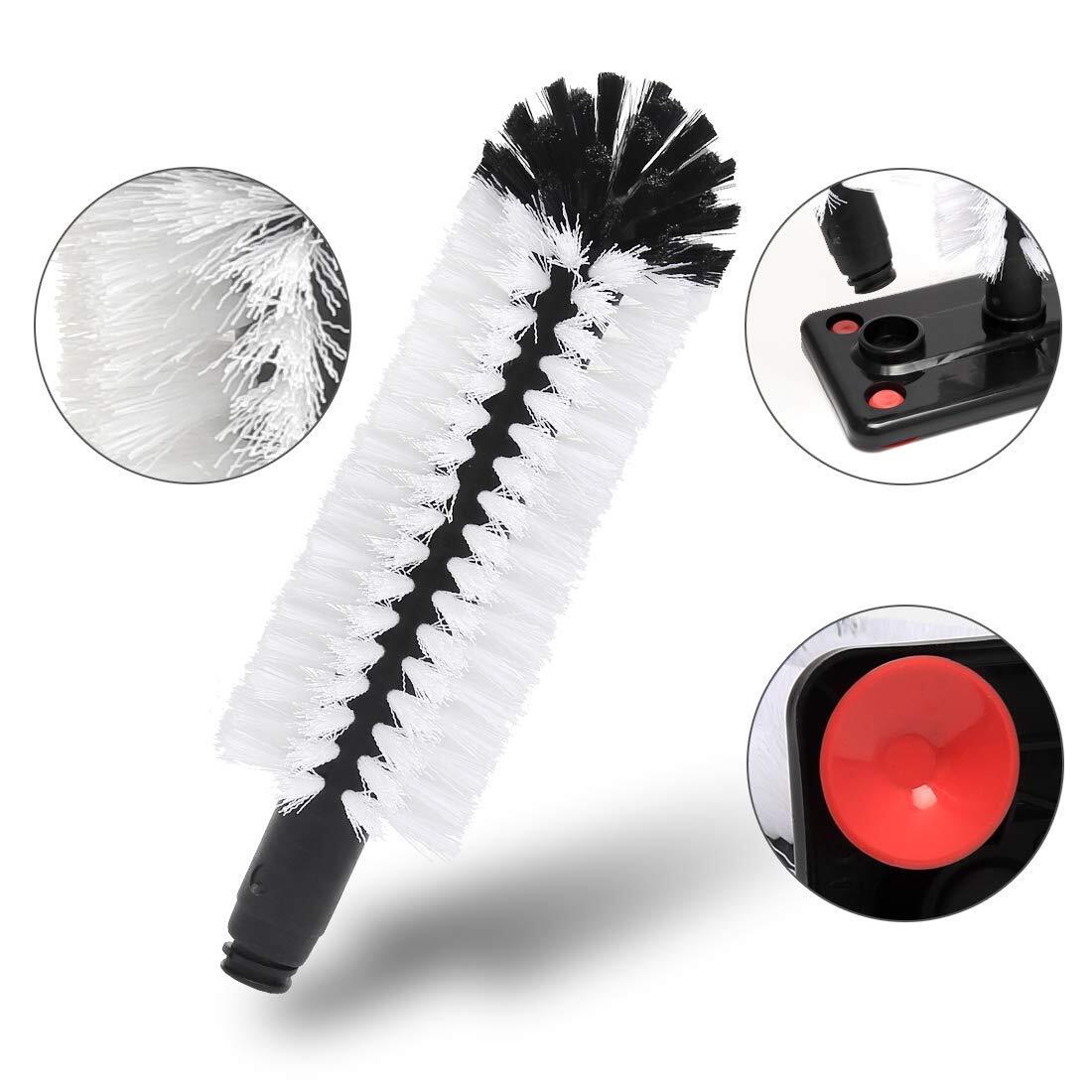Water Bottle Cleaning Brush Glass Cup Washer with Suction Base 3 Head Bristle…