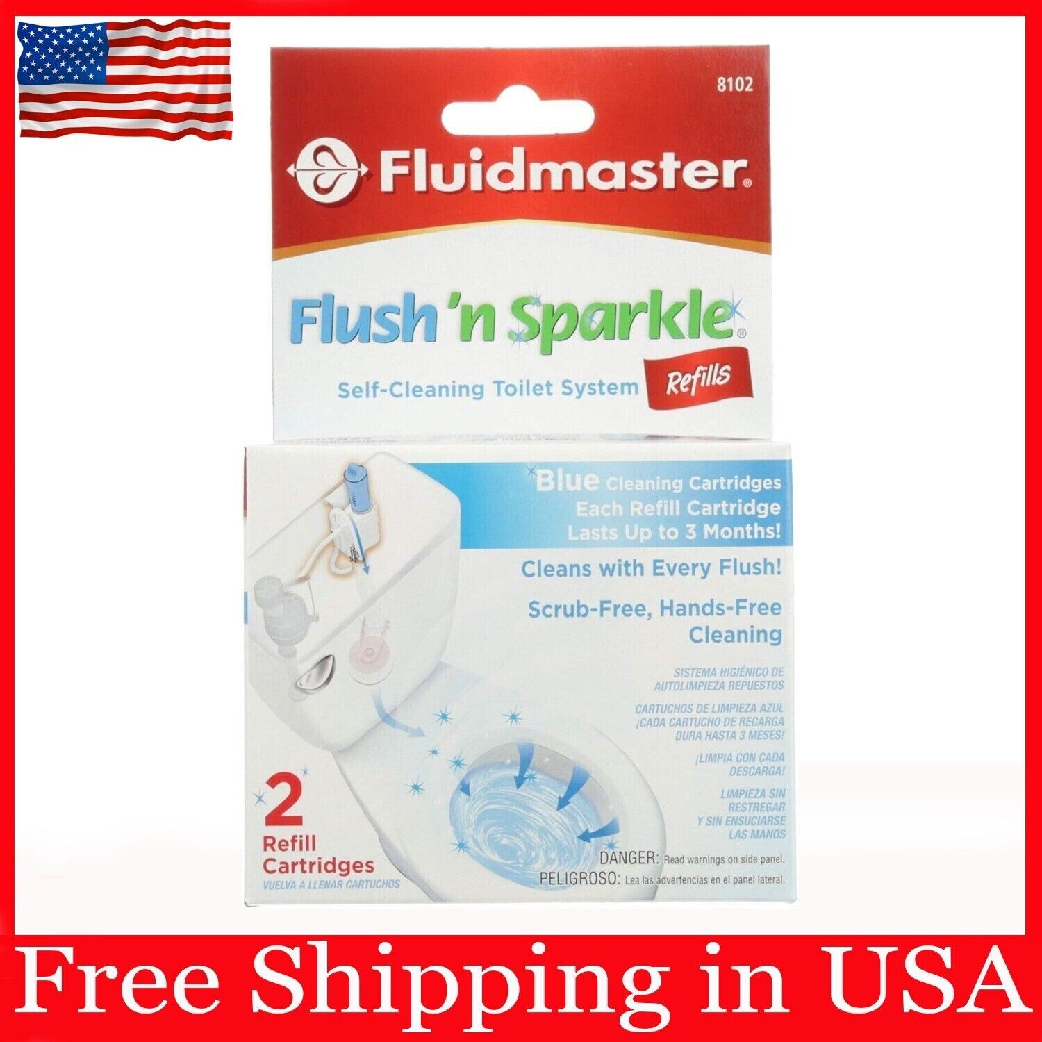 Fluidmaster 8102P8 Flush ‘N Sparkle Automatic Toilet Bowl Cleaning System Refill