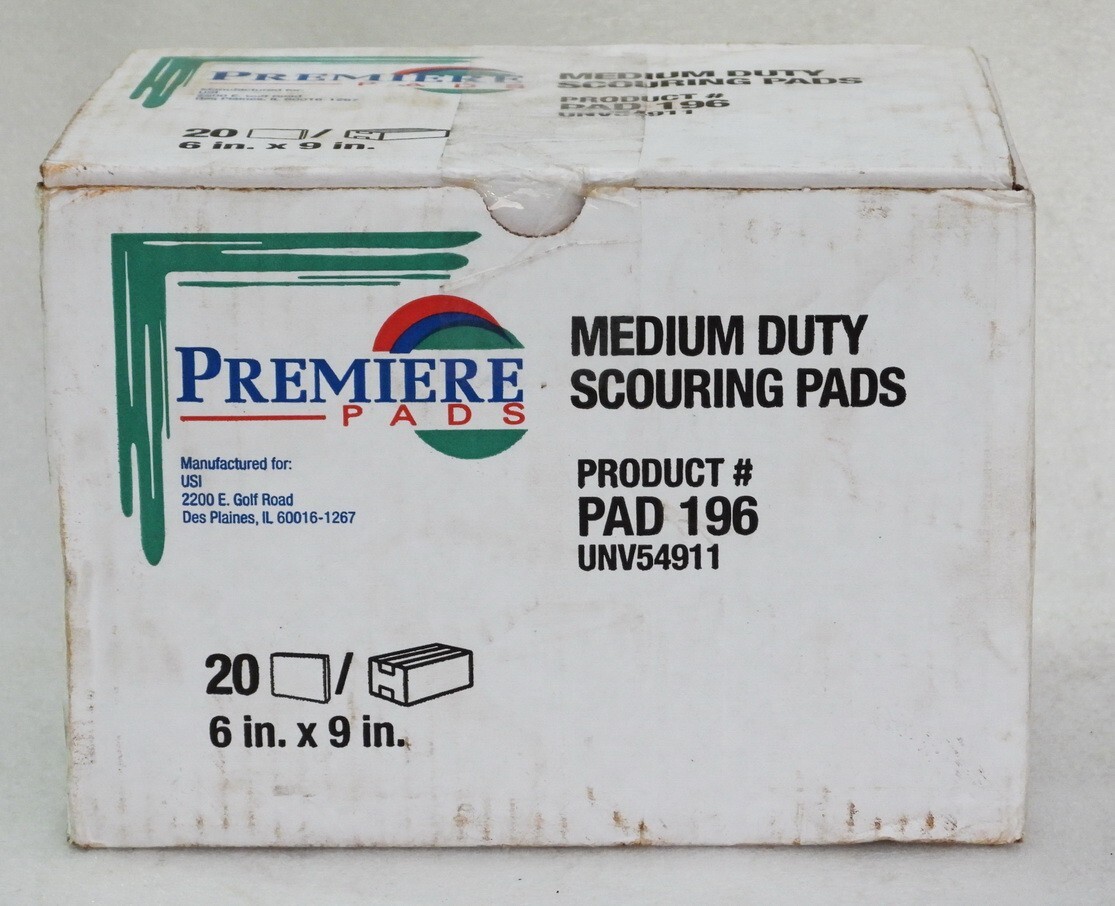 NOS PREMIRE PADS 6 IN.X9 IN. MEDIUM DUTY SCOURING PADS PRODUCT PAD 196 UNV54911