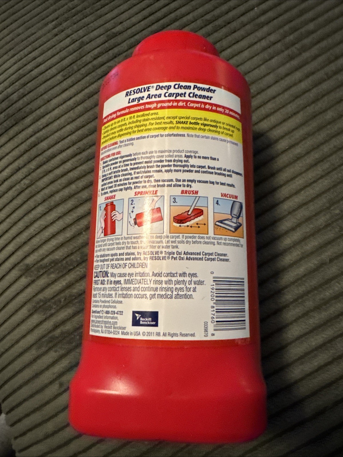 New Resolve Pet Expert Carpet Moist Powder Large Area 18 Oz Cleaner Dog Cat