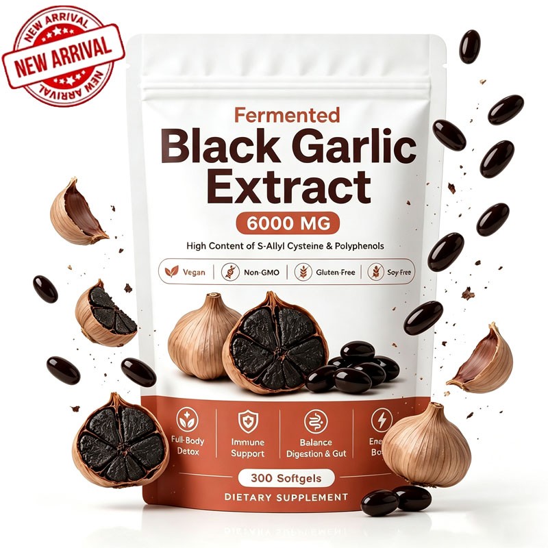 Fermented Black Garlic Extract, Natural Odorless Aged Garlic Supplements, Suppor
