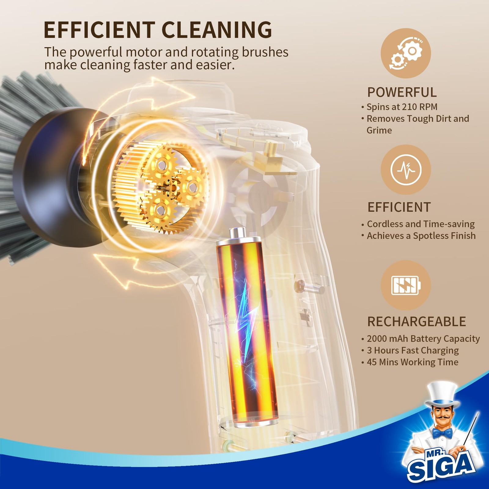 Electric Spin Scrubber for Kitchen and Bathroom Cleaning, Waterproof Recharge…