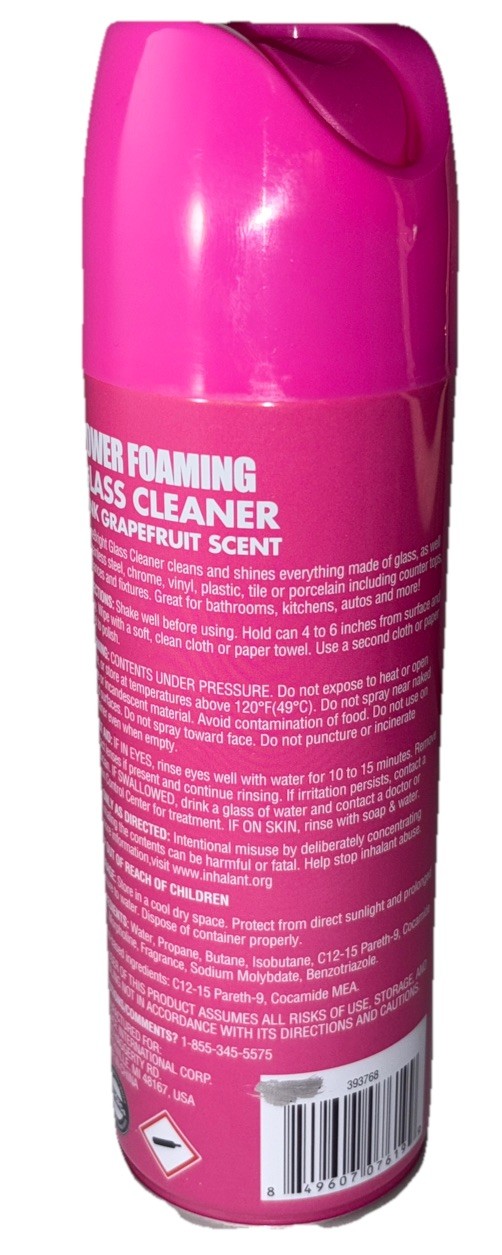 Homebright Power Foaming Glass Cleaner 12oz Pink Grapefruit Scent-NEW-SHIP24 HRS