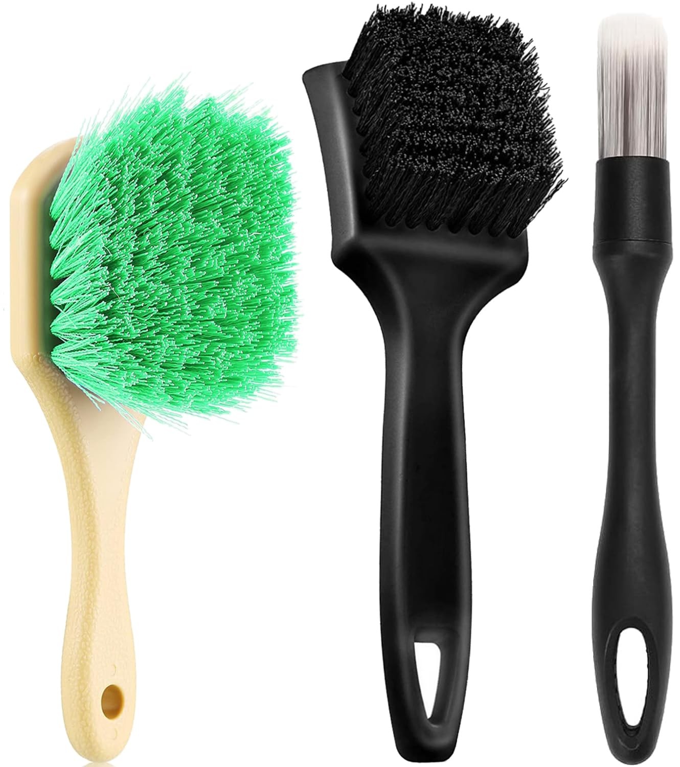 Wheel Rim Tire & Carpet Cleaning Brush Set, Soft & Stiff Bristle Wash Cleanin…