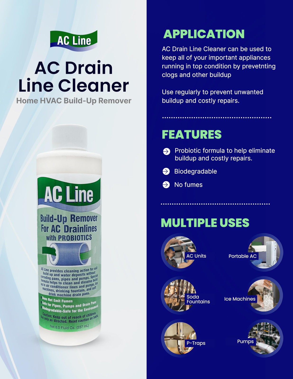 AC Drain Line Cleaner 2 Pack 6 Month Supply Cleans HVAC and Condensate Lines