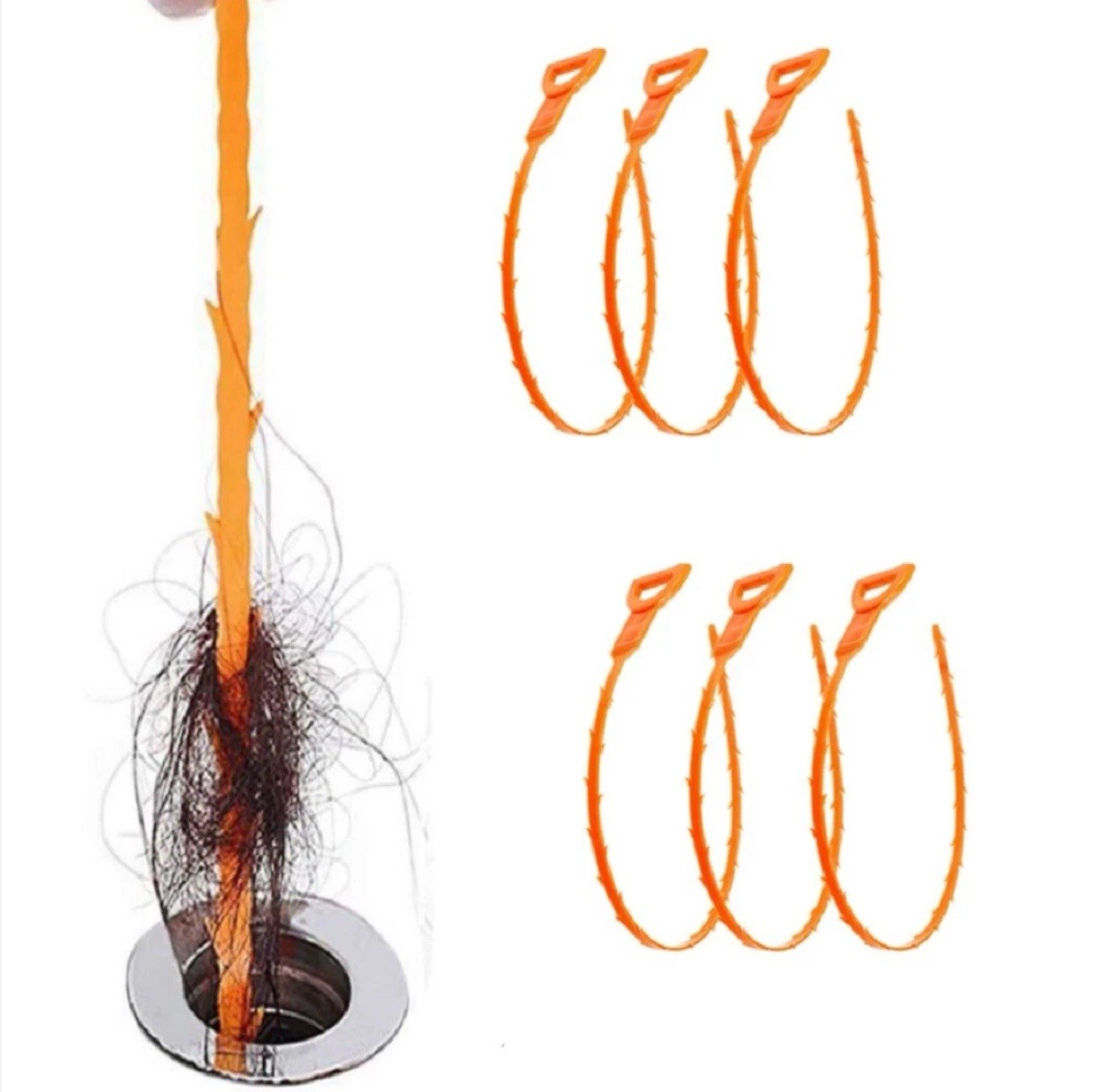 6 Pcs 25″ Hair Drain Cleaner Tool – Snake Clog Remover for Sink, Tub & Shower