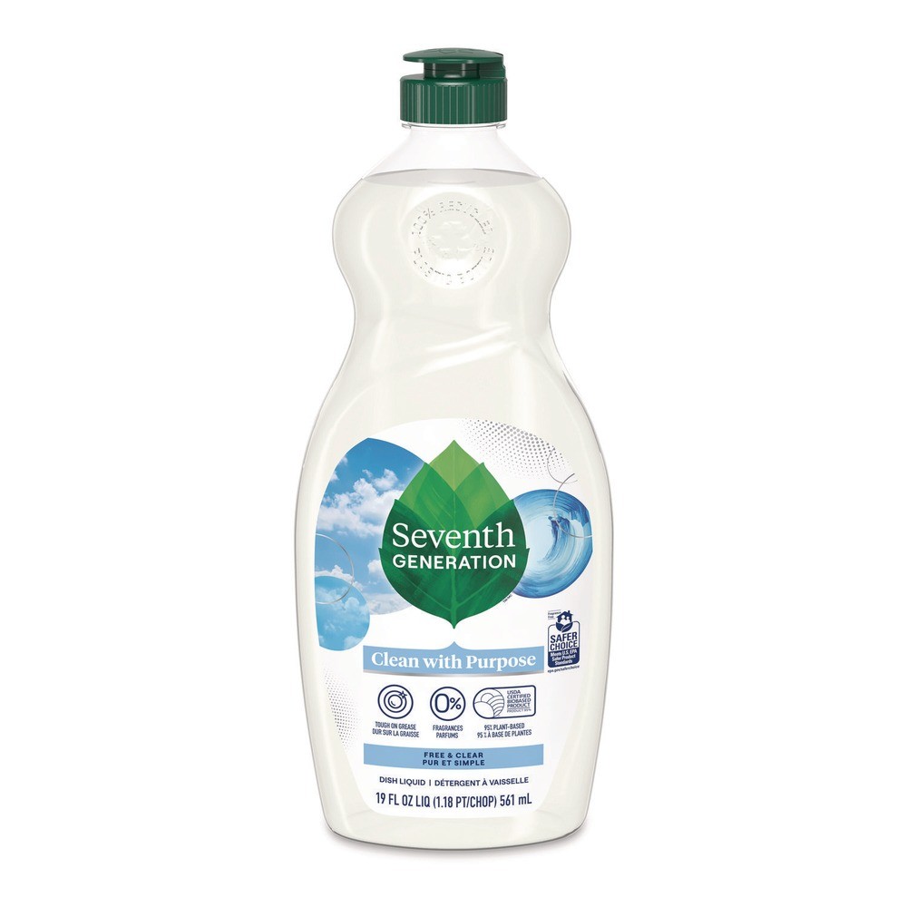 Seventh Generation 44986EA 19 oz Bottle Dishwashing Liquid – Free and Clear New