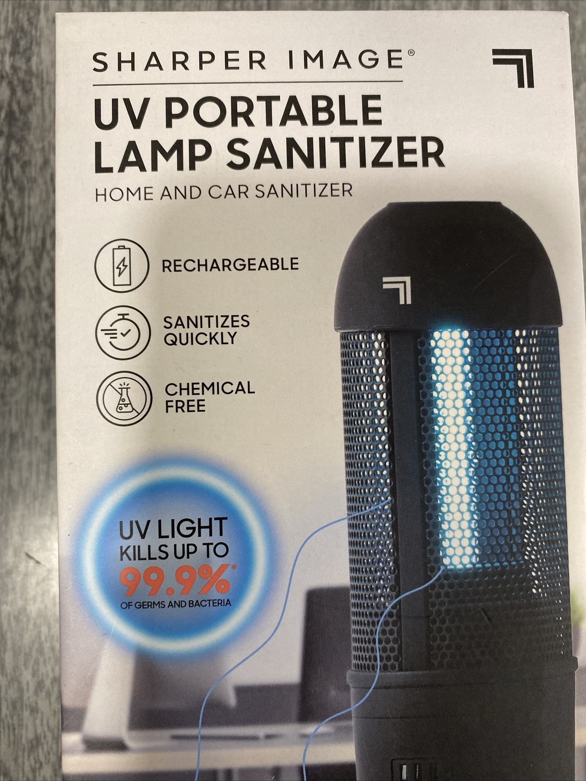 Sharper Image Home and Car Sanitizer Portable Lamp Sanitizer Black New in box
