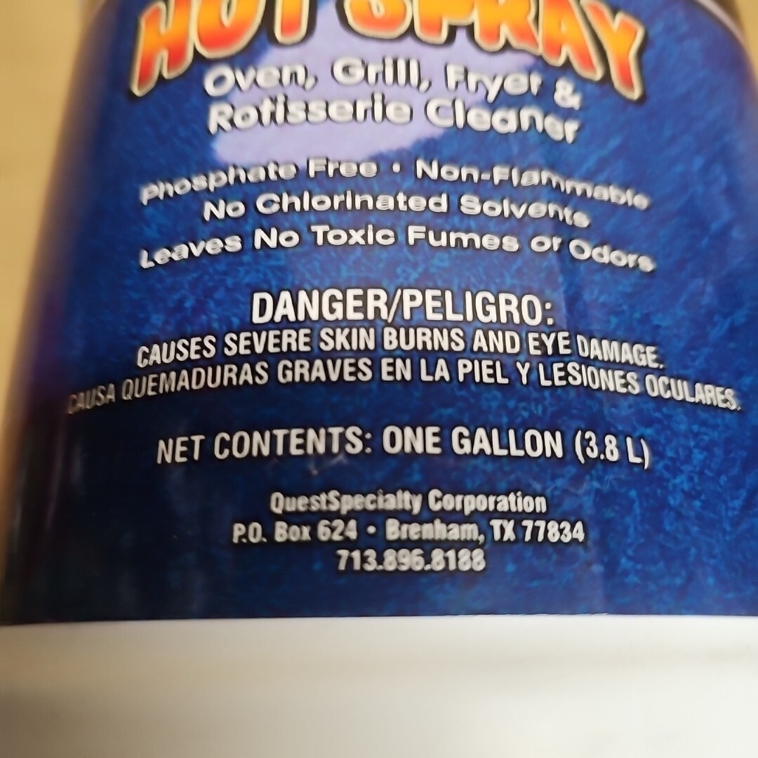 Quest Specialty – Hot Spray Cleaner, Oven & Grill & Rotisserie Cleaner 1 Gallon
