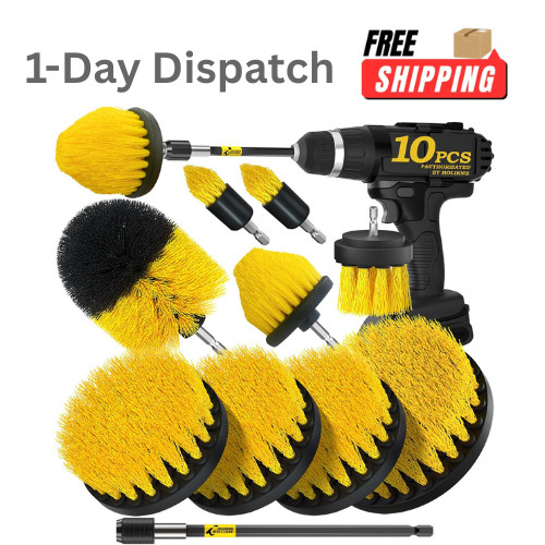 Holikme 10Pcs Drill Brush Attachments Set – Power Scrubber with Extension