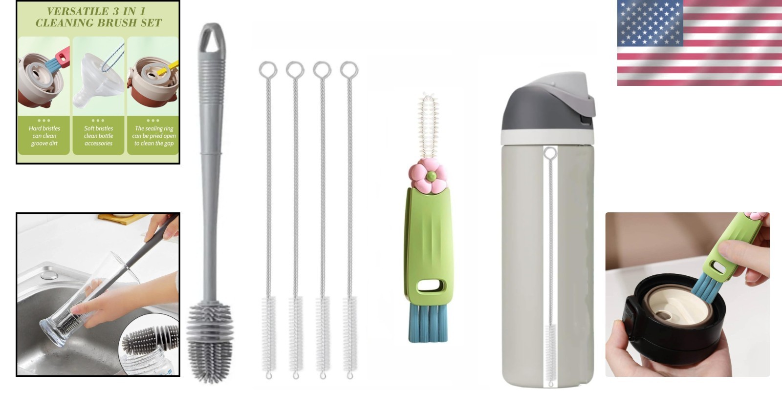Straw Cleaner Brush Set – Perfect for Owala FreeSip Bottles (24oz-40oz)