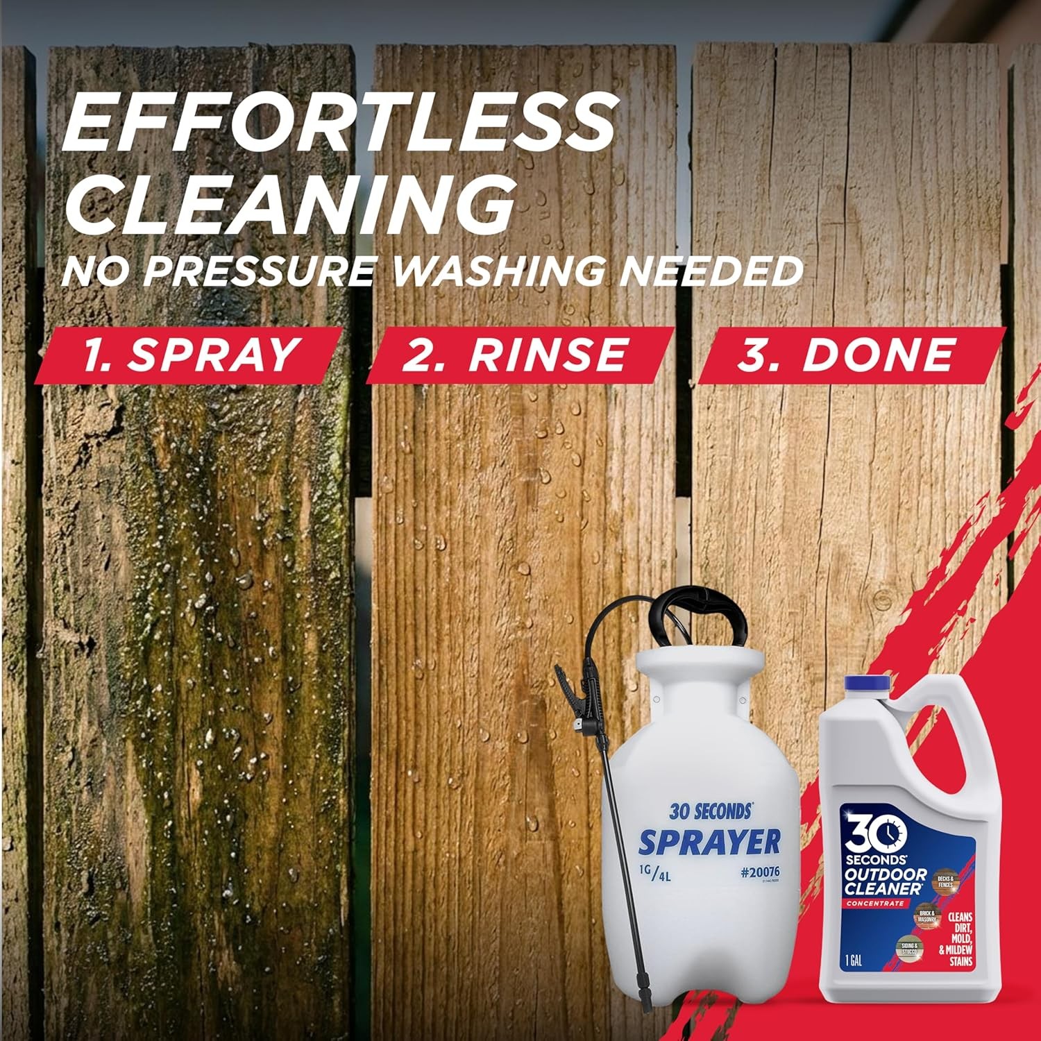 30 SECONDS Outdoor Cleaner Dirt,Mold & Mildew Cleaner & Stain Remover Concentrat