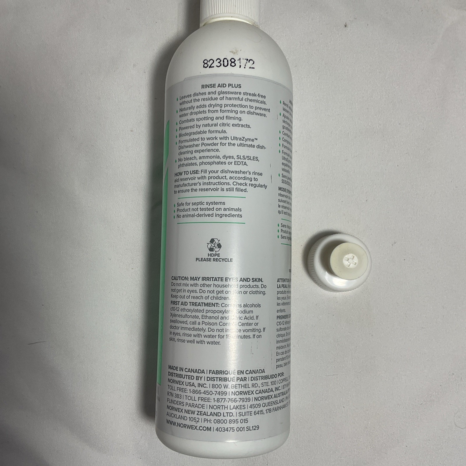 NEW Norwex Rinse Aid Plus with Pull Cap 12 oz