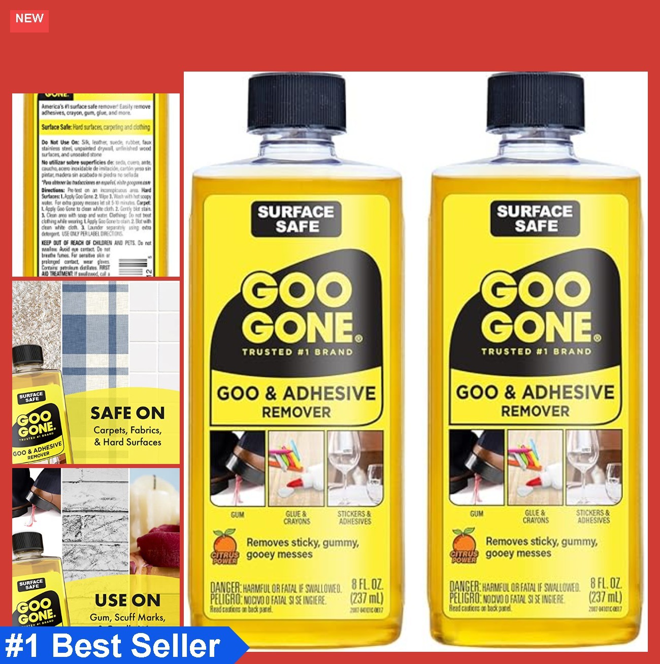Adhesive Remover 8 Ounce 2 Pack Surface Safe Sticker Label Decal Residue Tape