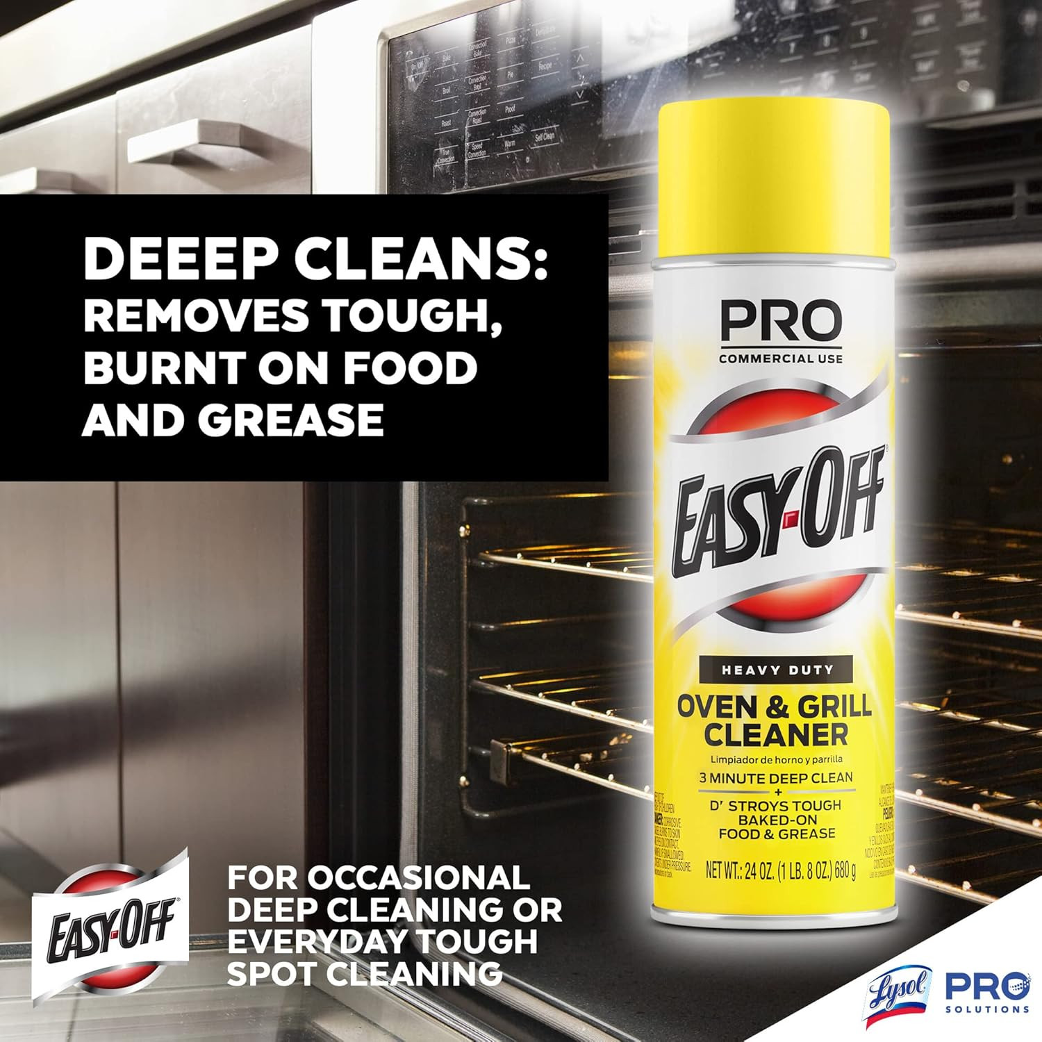 Easy-Off Heavy Duty PRO Size Oven Cleaner Foam, Removes Grease & Burned-On Food,