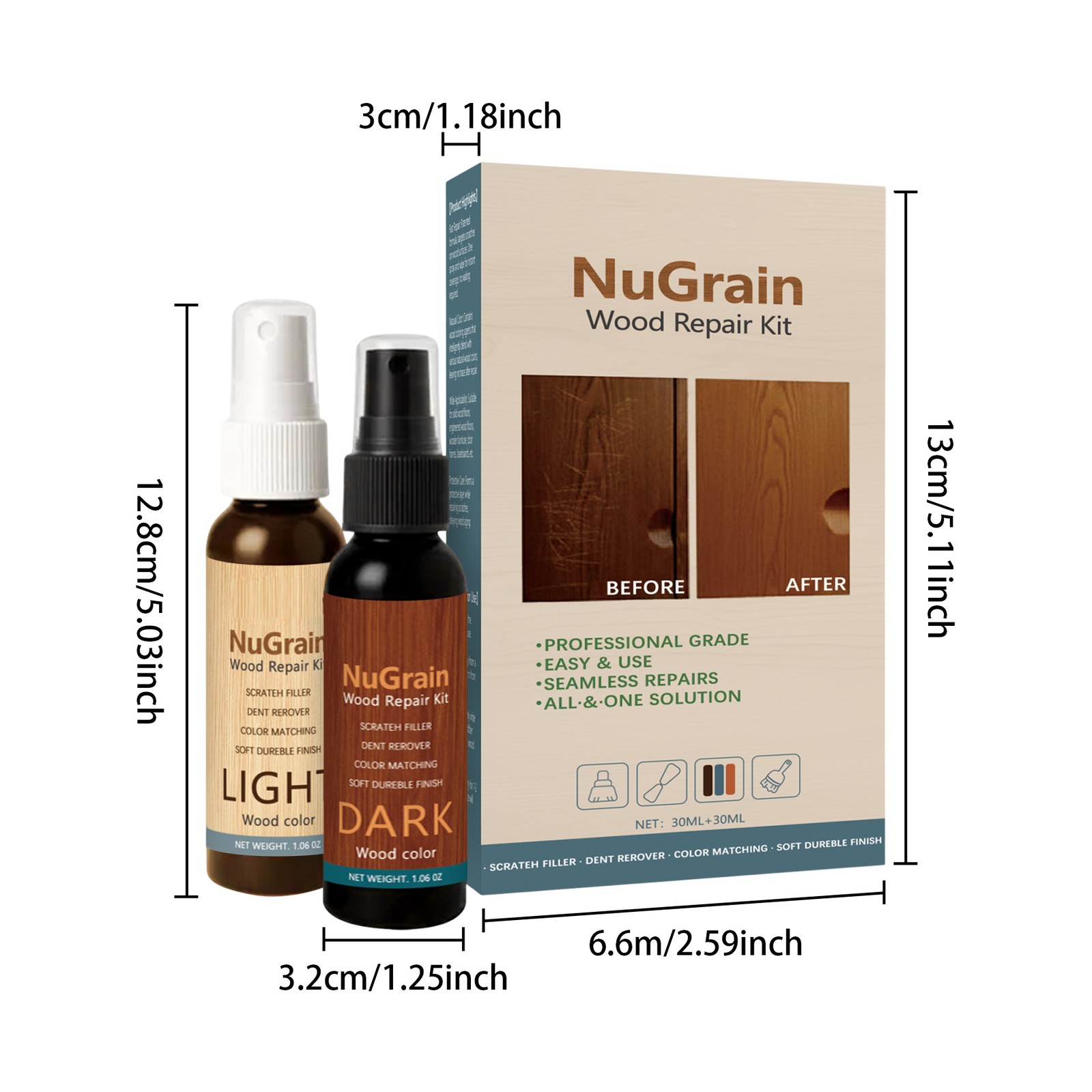 Wood Floor Scratch Repair Kit,Restore Finish For Wood Furniture Repair 30+30ml