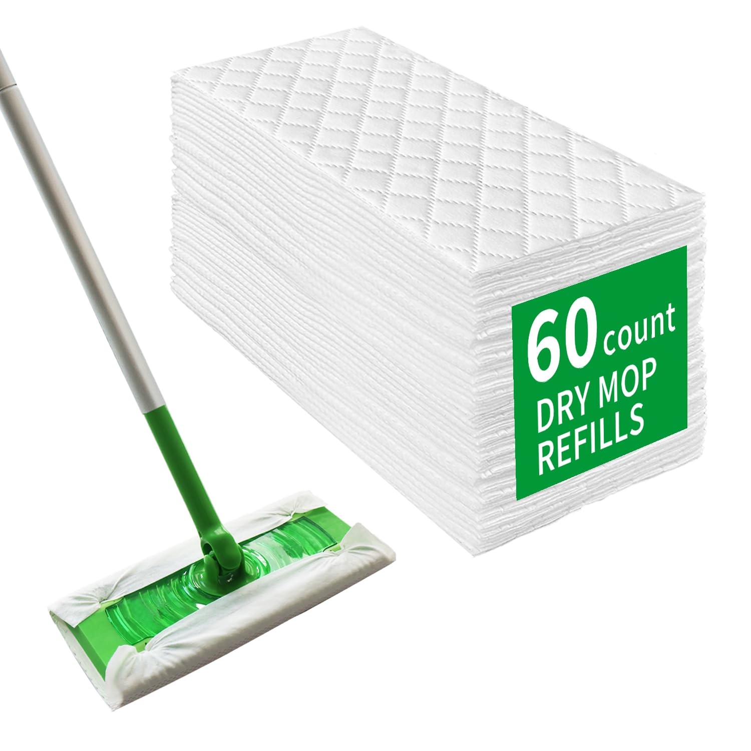 Dry Sweeping Cloths, 60pcs, 8.2 x 11in Disposable Mop Pad Refills, Sweeper Di…