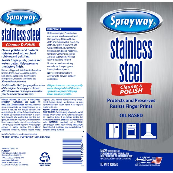 Sprayway 15 Ounce Stainless Steel Cleaner and Polish