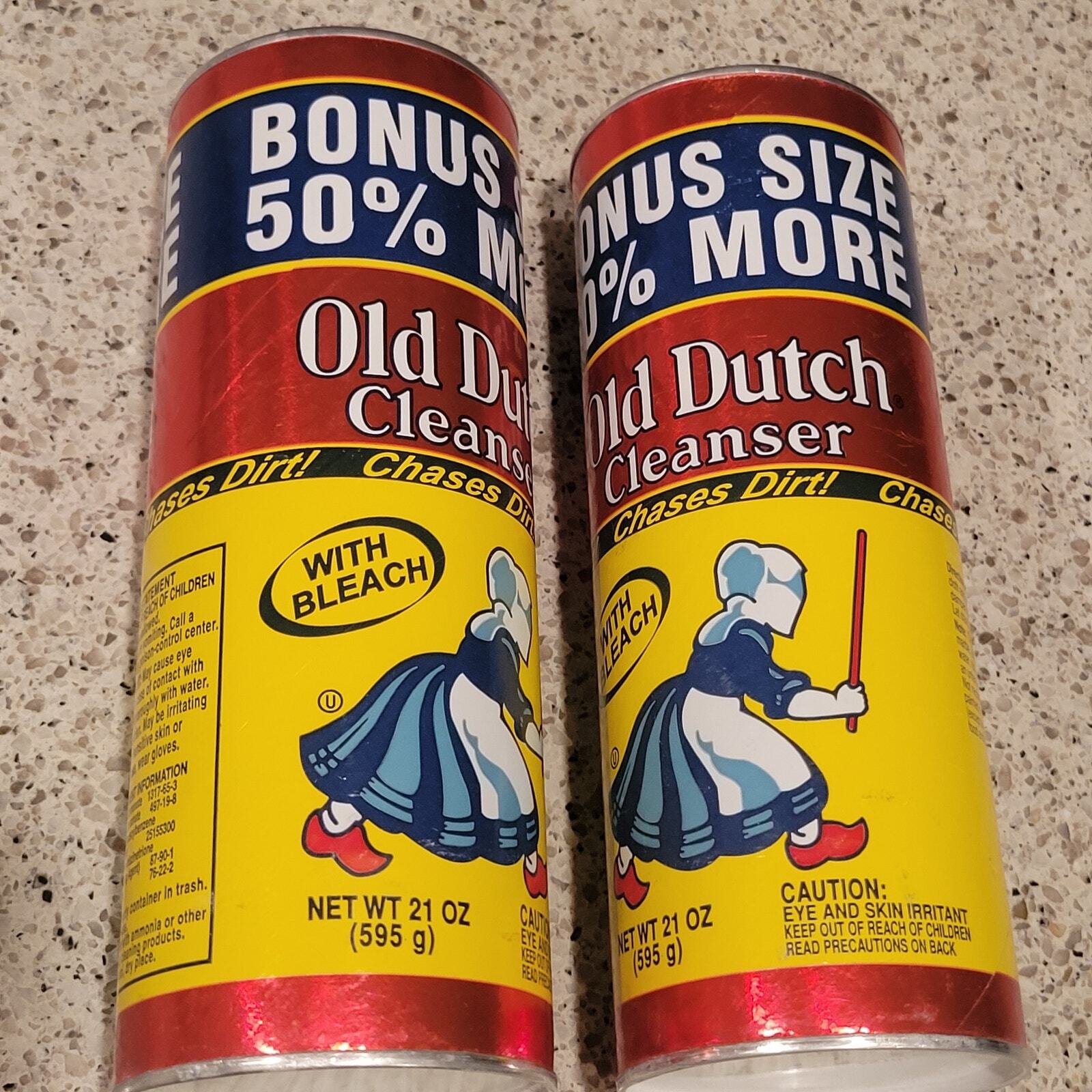 VTG 90s OLD DUTCH Powdered Cleanser w/ Bleach 21oz BONUS x2 Unopened Can USA NOS