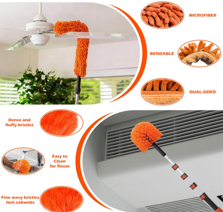 Set Limpieza Extensible 5-20FT Para Ventilador Telarañas Y Todo El Hogar