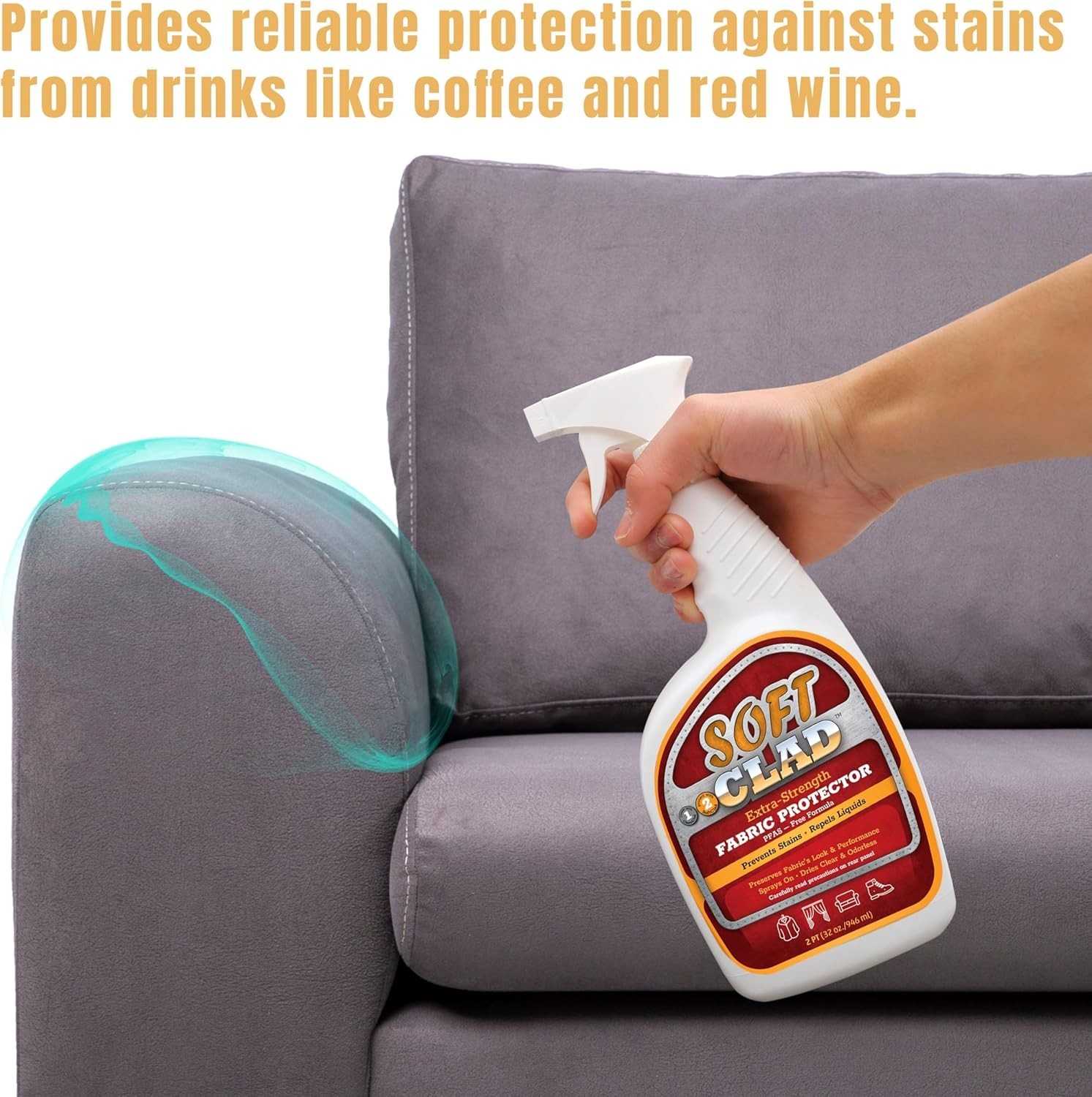 SoftClad 32oz Fabric Protector Spray – Extra Strength Stain Guard & Repellent