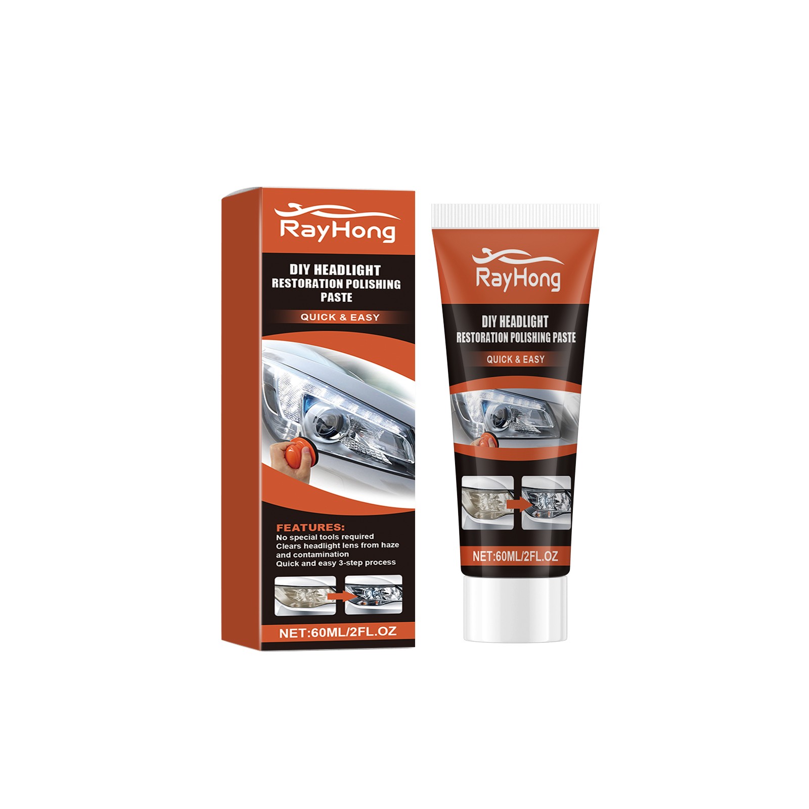 Headlight Restorer Kit UV Coating Scratch Remover Yellow Foggy Lens Cleaner