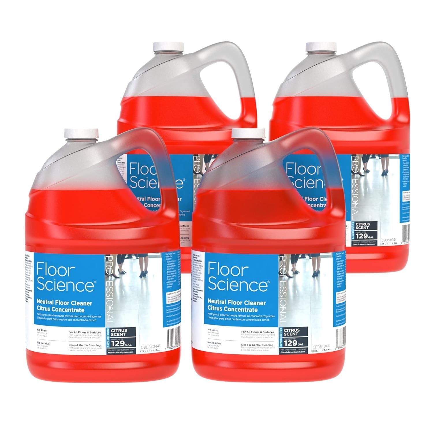 Professional Floor Cleaner 4 Gal pH Neutral Citrus Concentrate Residue Free