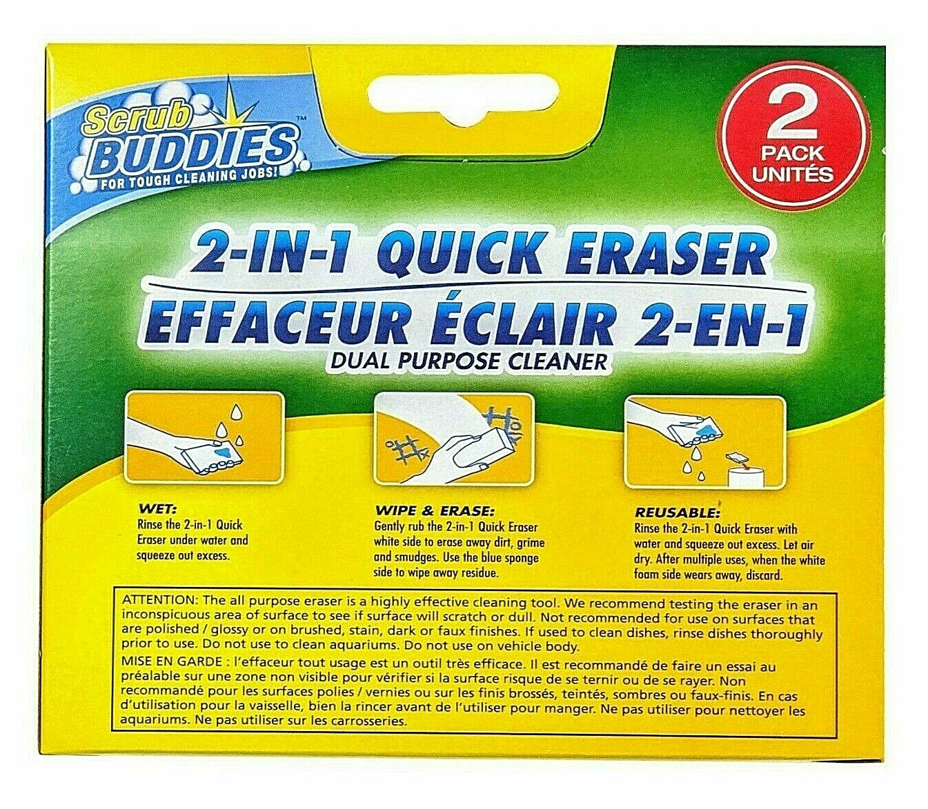 ( LOT 2 ) Scrub Buddies, 2 in 1 Quick Eraser Sponge & Eraser 2-pk/Box NEW SEALED