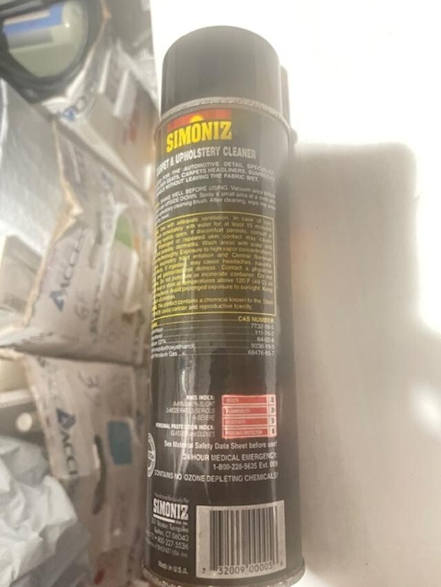 18 oz Simoniz Upholstery, Fabric Rug Carpet Cleaner Spray. Automotive detail(V6)